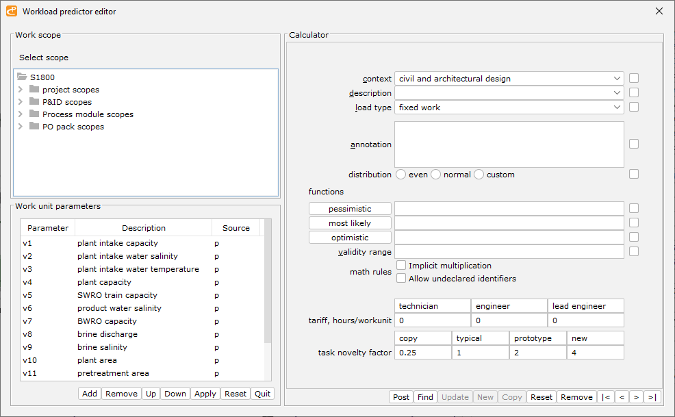 project activity load predictor interface